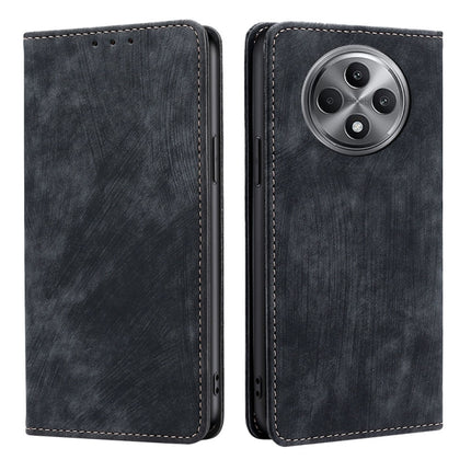 RFID Anti-theft Brush Magnetic Leather Phone Case, For OPPO Reno12 F 5G, For OPPO A3 Pro 5G India, For OPPO Reno12 5G Global, For OPPO A60 4G Global