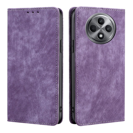RFID Anti-theft Brush Magnetic Leather Phone Case, For OPPO Reno12 F 5G, For OPPO A3 Pro 5G India, For OPPO Reno12 5G Global, For OPPO A60 4G Global