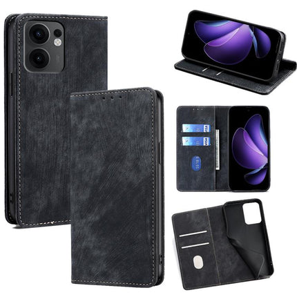 RFID Anti-theft Brush Magnetic Leather Phone Case, For OPPO Reno13 F 5G / 4G, For OPPO A3 5G India, For OPPO Reno12 F 5G, For OPPO A3 Pro 5G India