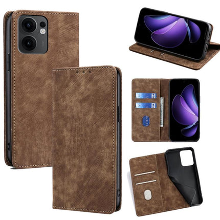 RFID Anti-theft Brush Magnetic Leather Phone Case, For OPPO Reno13 F 5G / 4G, For OPPO A3 5G India, For OPPO Reno12 F 5G, For OPPO A3 Pro 5G India