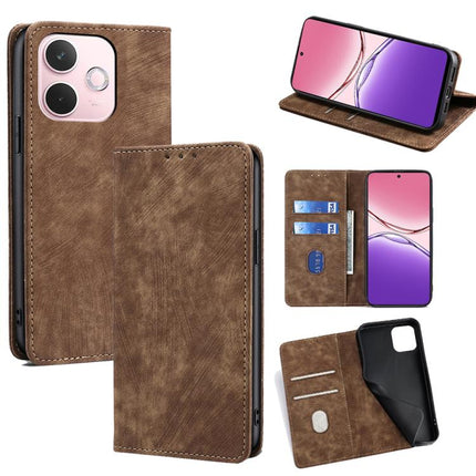 RFID Anti-theft Brush Magnetic Leather Phone Case, For OPPO F29 5G Global, For OPPO A5 Pro 5G Global, For OPPO Reno13 F 5G / 4G, For OPPO A3 5G India