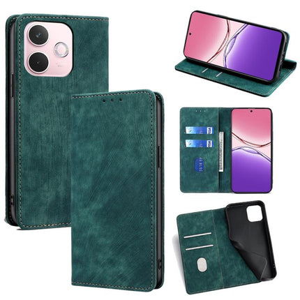 RFID Anti-theft Brush Magnetic Leather Phone Case, For OPPO F29 5G Global, For OPPO A5 Pro 5G Global, For OPPO Reno13 F 5G / 4G, For OPPO A3 5G India