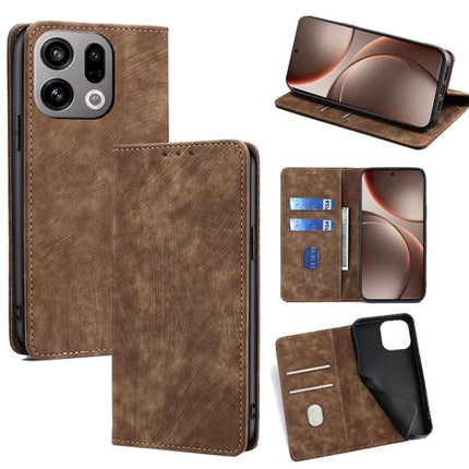 RFID Anti-theft Brush Magnetic Leather Phone Case, For OPPO Find X9 5G, For OPPO F31 5G, For OPPO Find X9 Pro 5G, For OPPO K13 Turbo Pro 5G