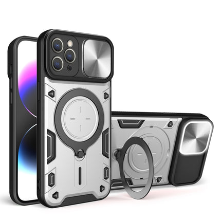 CD Texture Sliding Camshield Magnetic Holder Phone Case, For iPhone 14, For iPhone 14 Pro, For iPhone 14 Pro Max, For iPhone 13 Pro Max