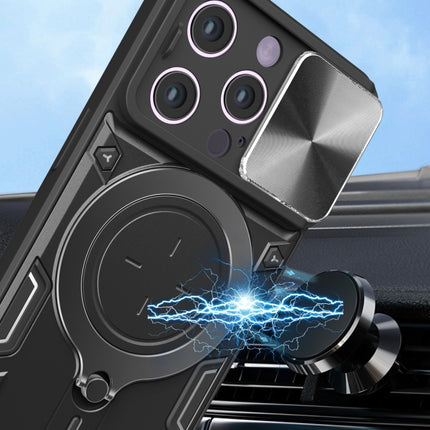 CD Texture Sliding Camshield Magnetic Holder Phone Case, For iPhone 15 Pro, For iPhone 15 Plus, For iPhone 15, For iPhone 14 Plus