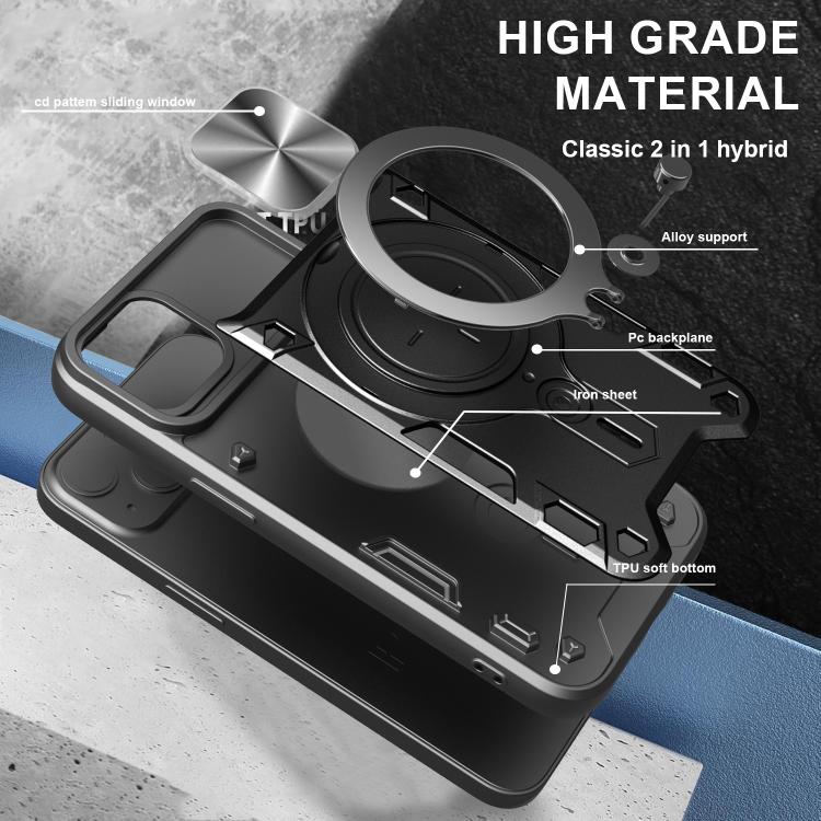 CD Texture Sliding Camshield Magnetic Holder Phone Case