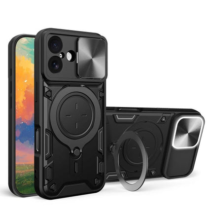 CD Texture Sliding Camshield Magnetic Holder Phone Case, For iPhone Air, For iPhone 16 Pro Max, For iPhone 16 Pro, For iPhone 16 Plus