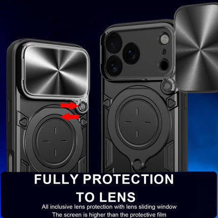 CD Texture Sliding Camshield Magnetic Holder Phone Case, For iPhone 17e / 16e, For iPhone 17 Pro Max, For iPhone 17 Pro, For iPhone 17