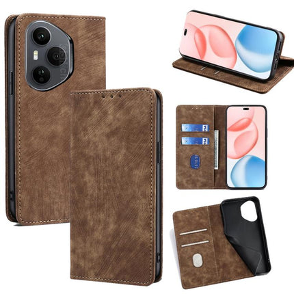 RFID Anti-theft Brush Magnetic Leather Phone Case, For Honor X60 GT 5G, For Honor 400 Pro Global 160.8mm, For Honor 400 Global 156.5mm, For Honor X8c 4G