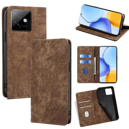 RFID Anti-theft Brush Magnetic Leather Phone Case, For Honor X60 GT 5G, For Honor 400 Pro Global 160.8mm, For Honor 400 Global 156.5mm, For Honor X8c 4G