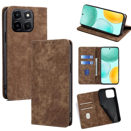 RFID Anti-theft Brush Magnetic Leather Phone Case, For Honor Magic8, For Honor 400 Smart 5G, For Honor X70 5G, For Honor X6c 4G
