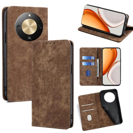 RFID Anti-theft Brush Magnetic Leather Phone Case, For Honor Magic8, For Honor 400 Smart 5G, For Honor X70 5G, For Honor X6c 4G
