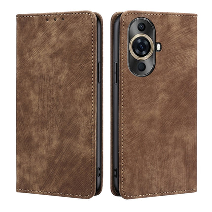 RFID Anti-theft Brush Magnetic Leather Phone Case, For Huawei Enjoy 60X, For Huawei nova 11 Pro 4G / 11 Ultra 4G, For Huawei nova 11 4G