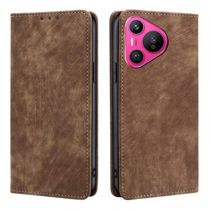 RFID Anti-theft Brush Magnetic Leather Phone Case, For Huawei nova 12i 4G, For Huawei Pura 70, For Huawei nova 12 5G, For Huawei Mate 60 Pro / Pro+