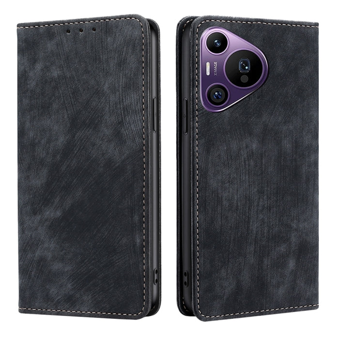 RFID Anti-theft Brush Magnetic Leather Phone Case, For Huawei Pura 70 Pro / Pro+, For Huawei Pura 70 Ultra, For Huawei nova 12i 4G, For Huawei Pura 70