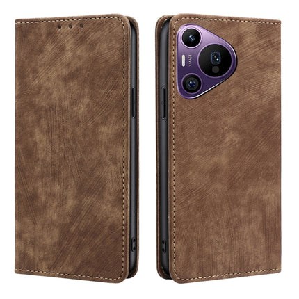 RFID Anti-theft Brush Magnetic Leather Phone Case, For Huawei Pura 70 Pro / Pro+, For Huawei Pura 70 Ultra, For Huawei nova 12i 4G, For Huawei Pura 70