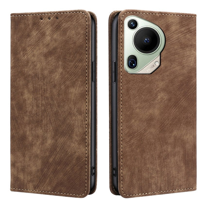 RFID Anti-theft Brush Magnetic Leather Phone Case, For Huawei Pura 70 Pro / Pro+, For Huawei Pura 70 Ultra, For Huawei nova 12i 4G, For Huawei Pura 70