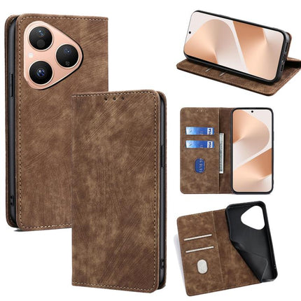 RFID Anti-theft Brush Magnetic Leather Phone Case, For Huawei Pura 80 5G, For Huawei nova 14 Ultra 5G, For Huawei nova 14 Pro 5G, For Huawei nova 14 5G