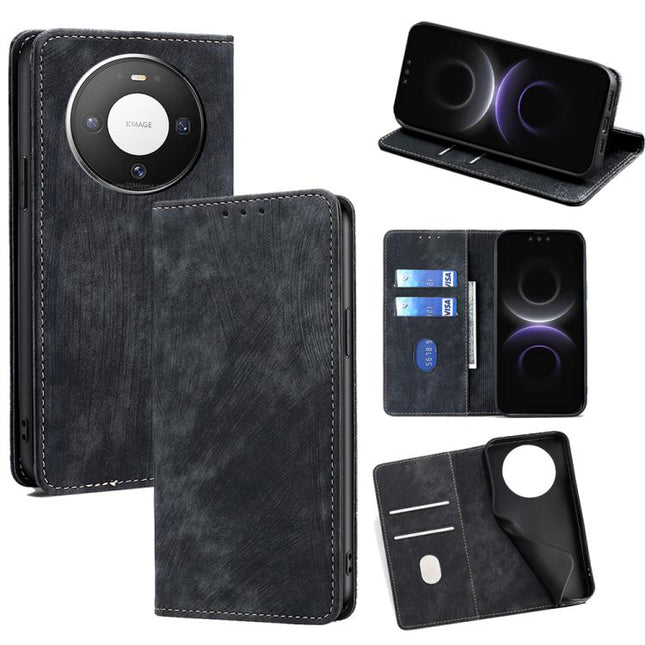 RFID Anti-theft Brush Magnetic Leather Phone Case, For Huawei Mate 80 5G, For Huawei Maimang 40 5G, For Huawei Pura 80 5G, For Huawei nova 14 Ultra 5G