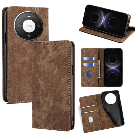 RFID Anti-theft Brush Magnetic Leather Phone Case, For Huawei Mate 80 5G, For Huawei Maimang 40 5G, For Huawei Pura 80 5G, For Huawei nova 14 Ultra 5G