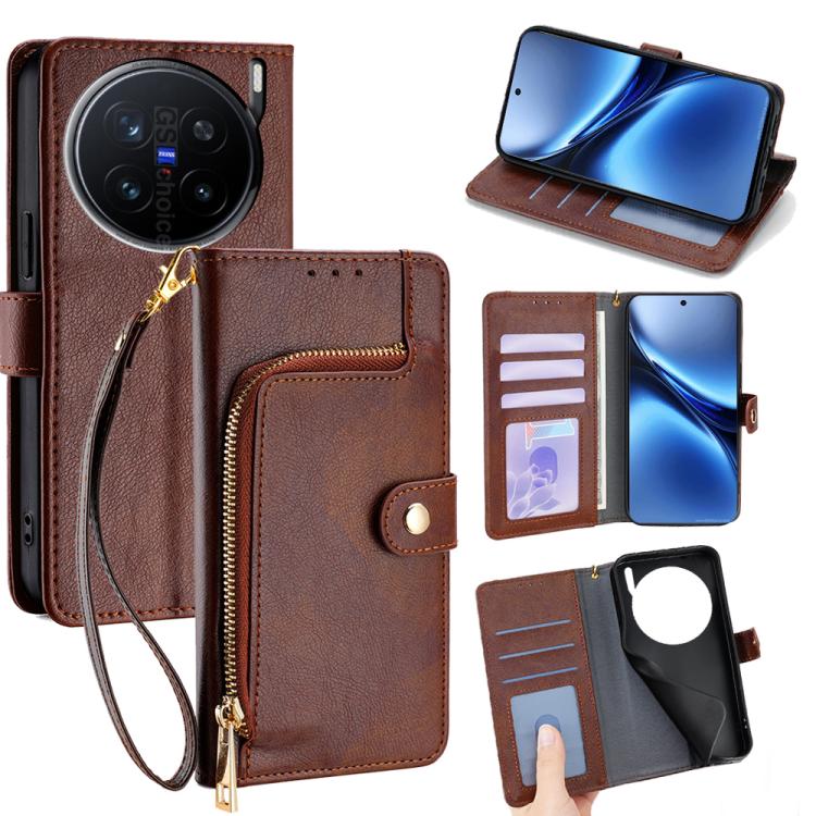 Zipper Bag Leather Phone Case, For vivo X200 Pro 5G, For vivo S19 Pro, For vivo S19, For vivo Y28 4G, For vivo X100s, For vivo Y38 5G / T3x Global