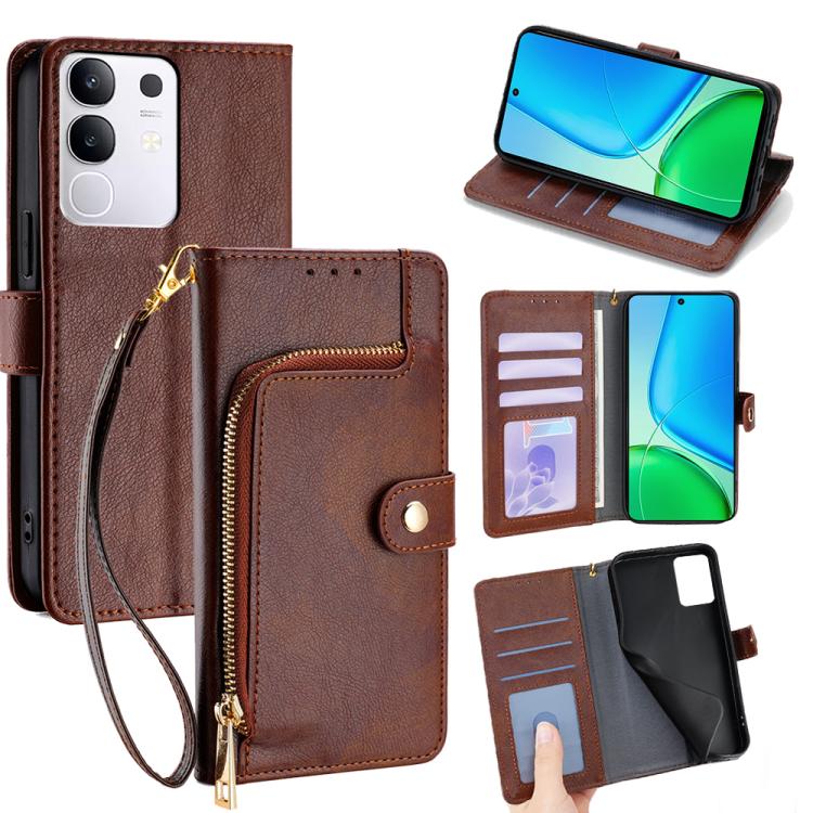 Zipper Bag Leather Phone Case, For vivo X200s 5G, For vivo Y39 5G Global, For vivo V50 Lite 5G, For vivo Y29s 5G / Y04 4G, For vivo Y29 4G Global, For vivo V50 5G