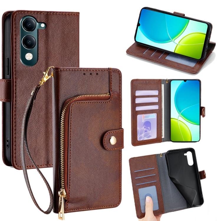 Zipper Bag Leather Phone Case, For vivo X200s 5G, For vivo Y39 5G Global, For vivo V50 Lite 5G, For vivo Y29s 5G / Y04 4G, For vivo Y29 4G Global, For vivo V50 5G