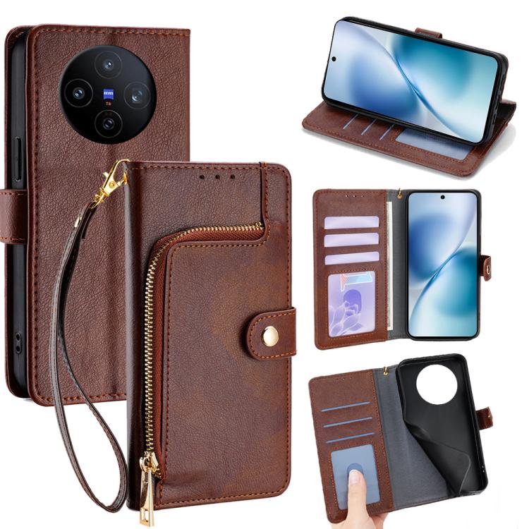 Zipper Bag Leather Phone Case, For vivo X200s 5G, For vivo Y39 5G Global, For vivo V50 Lite 5G, For vivo Y29s 5G / Y04 4G, For vivo Y29 4G Global, For vivo V50 5G