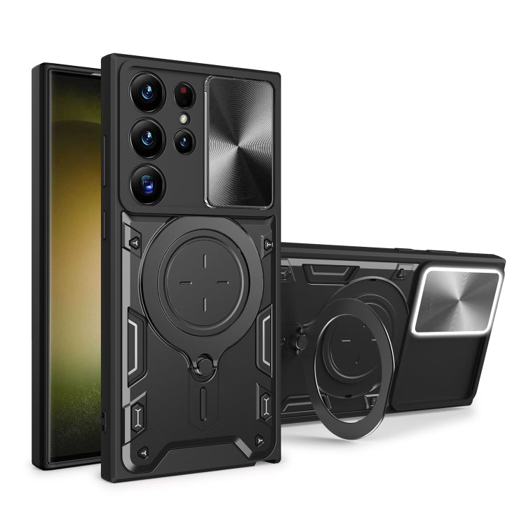 CD Texture Sliding Camshield Magnetic Holder Phone Case