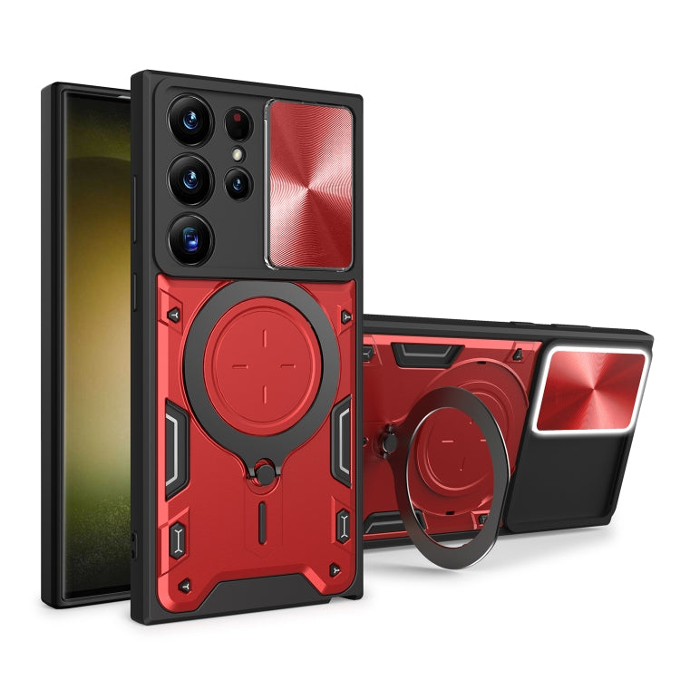 CD Texture Sliding Camshield Magnetic Holder Phone Case