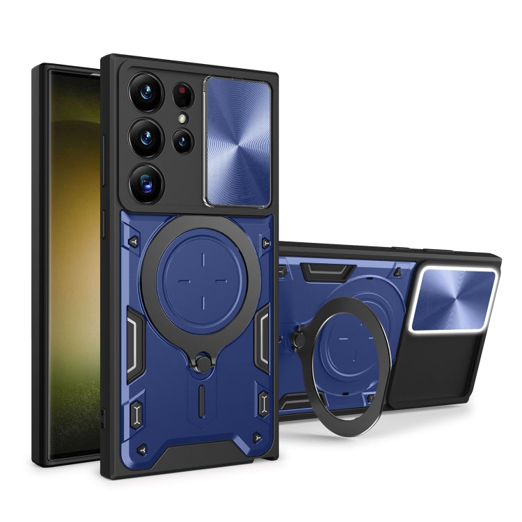 CD Texture Sliding Camshield Magnetic Holder Phone Case