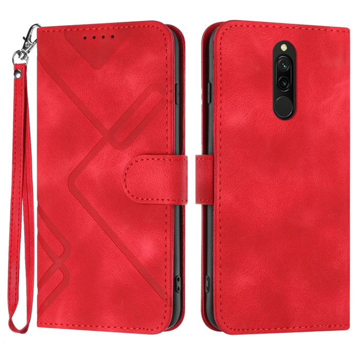 Line Pattern Skin Feel Leather Phone Case, For Xiaomi Redmi 8, For Xiaomi Redmi Note 8, For Xiaomi Redmi Note 8 Pro, For Xiaomi Redmi Note 7