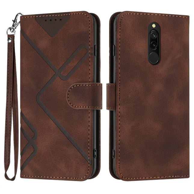Line Pattern Skin Feel Leather Phone Case, For Xiaomi Redmi 8, For Xiaomi Redmi Note 8, For Xiaomi Redmi Note 8 Pro, For Xiaomi Redmi Note 7