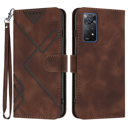 Line Pattern Skin Feel Leather Phone Case, For Xiaomi Poco M5, For Xiaomi Poco M5s 4G Global, For Xiaomi Redmi Note 11 Pro 4G/5G Global, For Xiaomi Redmi Note 11SE 4G India