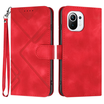 Line Pattern Skin Feel Leather Phone Case, For Xiaomi Poco M3/Redmi 9T, For Xiaomi Mi 11, For Xiaomi Redmi 9C/9C NFC/Poco C3, For Xiaomi Mi 10T Lite 5G