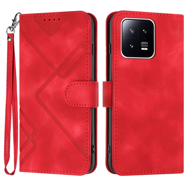 Line Pattern Skin Feel Leather Phone Case, For Xiaomi 13, For Xiaomi Redmi A1+, For Xiaomi Civi 2, For Xiaomi Redmi K50 Ultra/12T/12T Pro