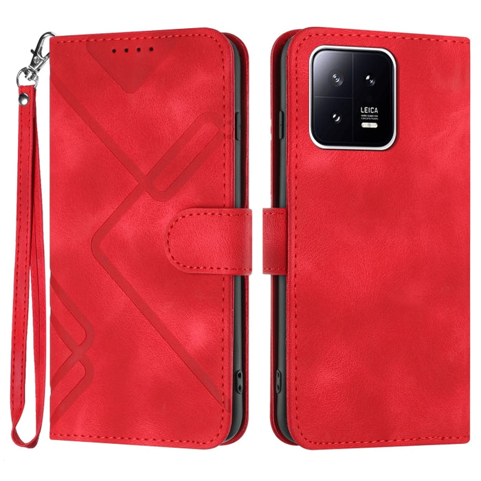 Line Pattern Skin Feel Leather Phone Case, For Xiaomi 13, For Xiaomi Redmi A1+, For Xiaomi Civi 2, For Xiaomi Redmi K50 Ultra/12T/12T Pro