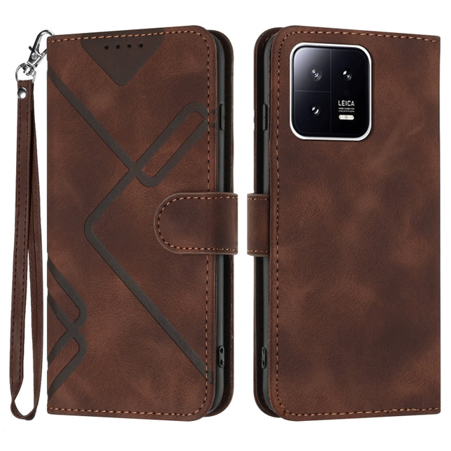 Line Pattern Skin Feel Leather Phone Case, For Xiaomi 13, For Xiaomi Redmi A1+, For Xiaomi Civi 2, For Xiaomi Redmi K50 Ultra/12T/12T Pro