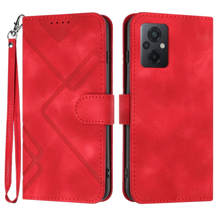 Line Pattern Skin Feel Leather Phone Case, For Xiaomi Poco M5, For Xiaomi Poco M5s 4G Global, For Xiaomi Redmi Note 11 Pro 4G/5G Global, For Xiaomi Redmi Note 11SE 4G India