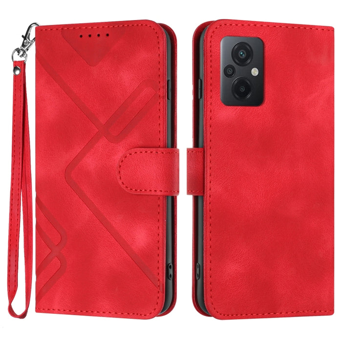 Line Pattern Skin Feel Leather Phone Case, For Xiaomi Poco M5, For Xiaomi Poco M5s 4G Global, For Xiaomi Redmi Note 11 Pro 4G/5G Global, For Xiaomi Redmi Note 11SE 4G India