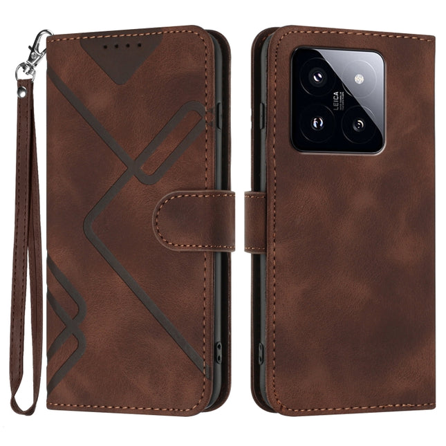Line Pattern Skin Feel Leather Phone Case, For Xiaomi 14 Pro, For Xiaomi 14, For Xiaomi Redmi K70, For Xiaomi Redmi Note 12 Pro 4G/5G Global