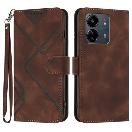 Line Pattern Skin Feel Leather Phone Case, For Xiaomi Redmi Note 13 Pro 4G, For Xiaomi Redmi Note 13 4G, For Xiaomi Redmi 13C, For Xiaomi Redmi K70E