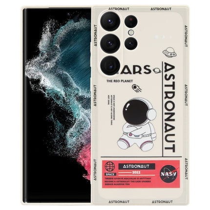 Astronaut Pattern Silicone Straight Edge Phone Case, For Samsung Galaxy S22 5G, For Samsung Galaxy S22+ 5G, For Samsung Galaxy S22 Ultra 5G