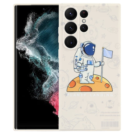 Astronaut Pattern Silicone Straight Edge Phone Case, For Samsung Galaxy S22 5G, For Samsung Galaxy S22+ 5G, For Samsung Galaxy S22 Ultra 5G