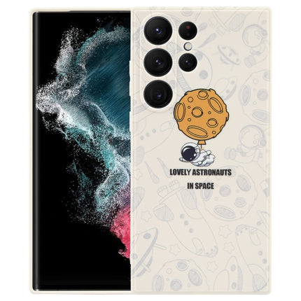 Astronaut Pattern Silicone Straight Edge Phone Case, For Samsung Galaxy S22 5G, For Samsung Galaxy S22+ 5G, For Samsung Galaxy S22 Ultra 5G