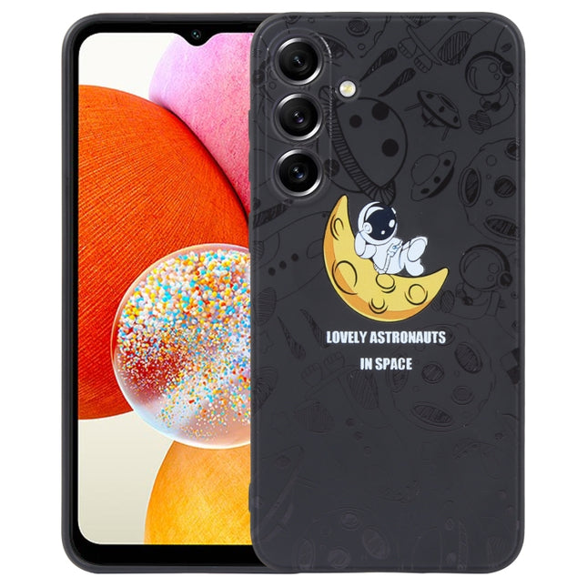 Astronaut Pattern Silicone Straight Edge Phone Case, For Samsung Galaxy A14, For Samsung Galaxy S20+, For Samsung Galaxy A34 5G