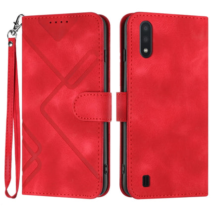 Line Pattern Skin Feel Leather Phone Case, For Samsung Galaxy A12, For Samsung Galaxy Note20 Ultra, For Samsung Galaxy Note20, For Samsung Galaxy A01 / M01