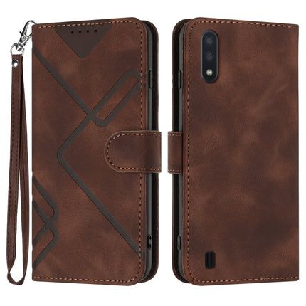Line Pattern Skin Feel Leather Phone Case, For Samsung Galaxy A12, For Samsung Galaxy Note20 Ultra, For Samsung Galaxy Note20, For Samsung Galaxy A01 / M01