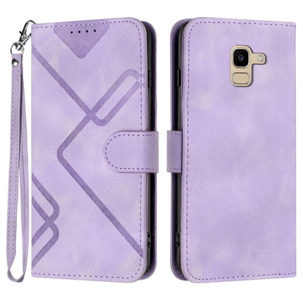 Line Pattern Skin Feel Leather Phone Case, For Samsung Galaxy S10+, For Samsung Galaxy S10, For Samsung Galaxy Note9, For Samsung Galaxy A6 2018