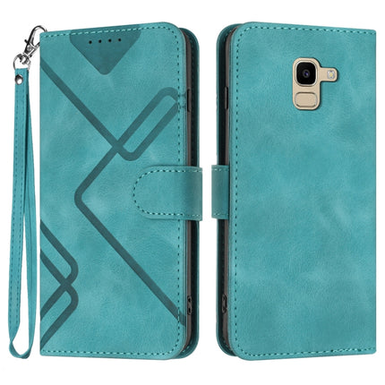 Line Pattern Skin Feel Leather Phone Case, For Samsung Galaxy S10+, For Samsung Galaxy S10, For Samsung Galaxy Note9, For Samsung Galaxy A6 2018